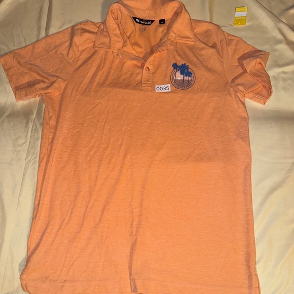 TravisMathew Other - Travis Mathew Mens Large Orange Heathered Palm Tree Graphic Golf Polo Shirt